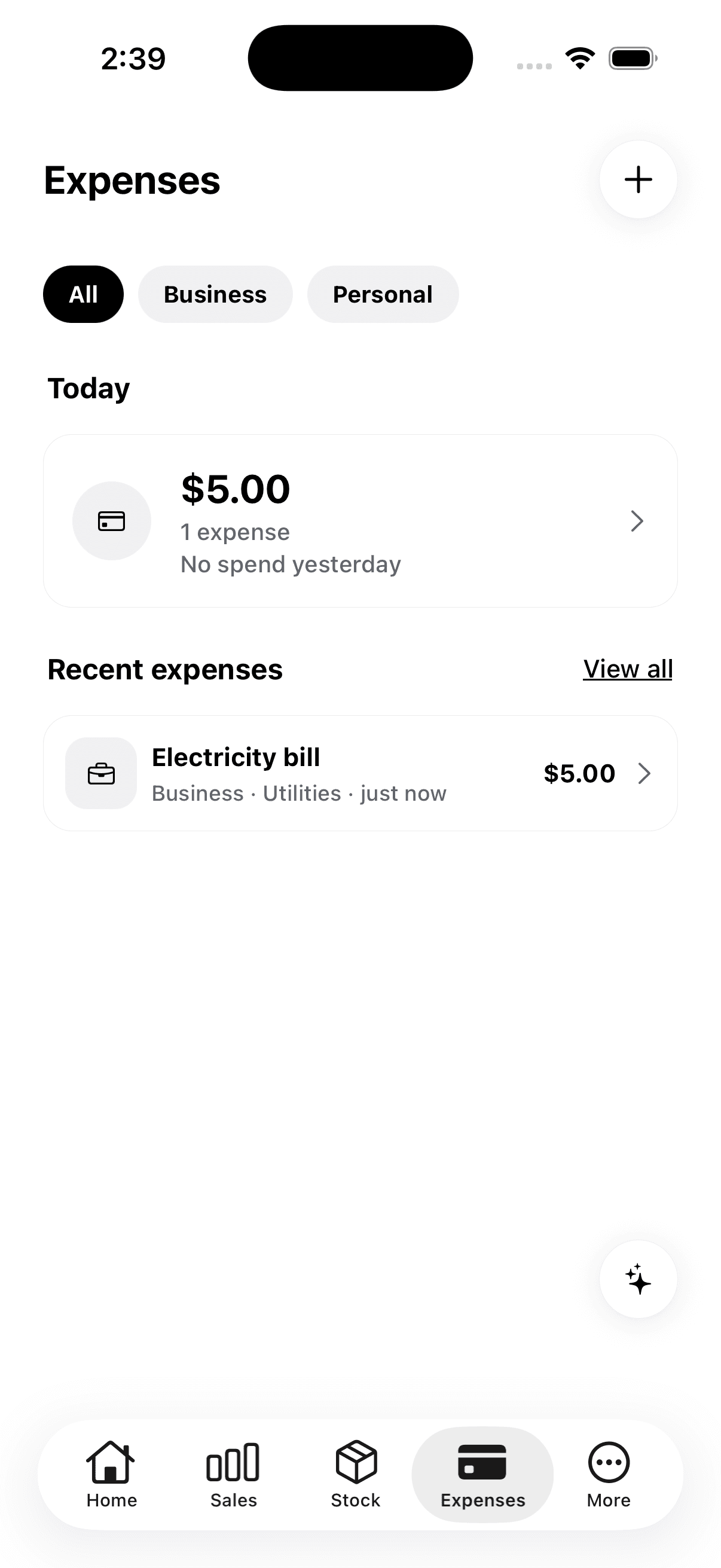 Vemmo expenses screen listing today’s spend and recent bills